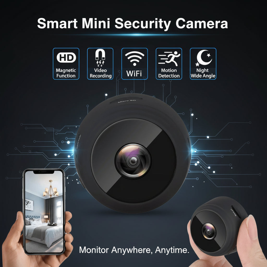 SZDUDU Mini Wireless Security Camera, Full HD 720P Portable Small HD Nanny Cam with Night Vision, Video Record and Motion Detection for Home Car Drone Office and Outdoor Use
